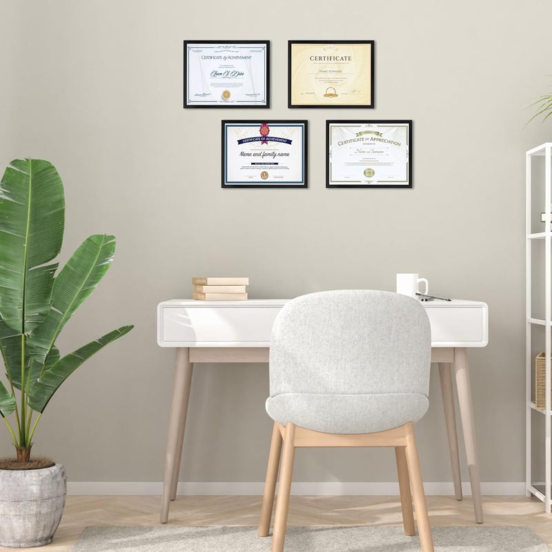 Lavezee 8.5x11 Picture Frame - Black Certificate Frame with High-Gloss Finish & HD PS Front Display 8.5 by 11 Diploma/Award/Document/Photo, Horizontal/Vertical for Wall/Tabletop - Image 3