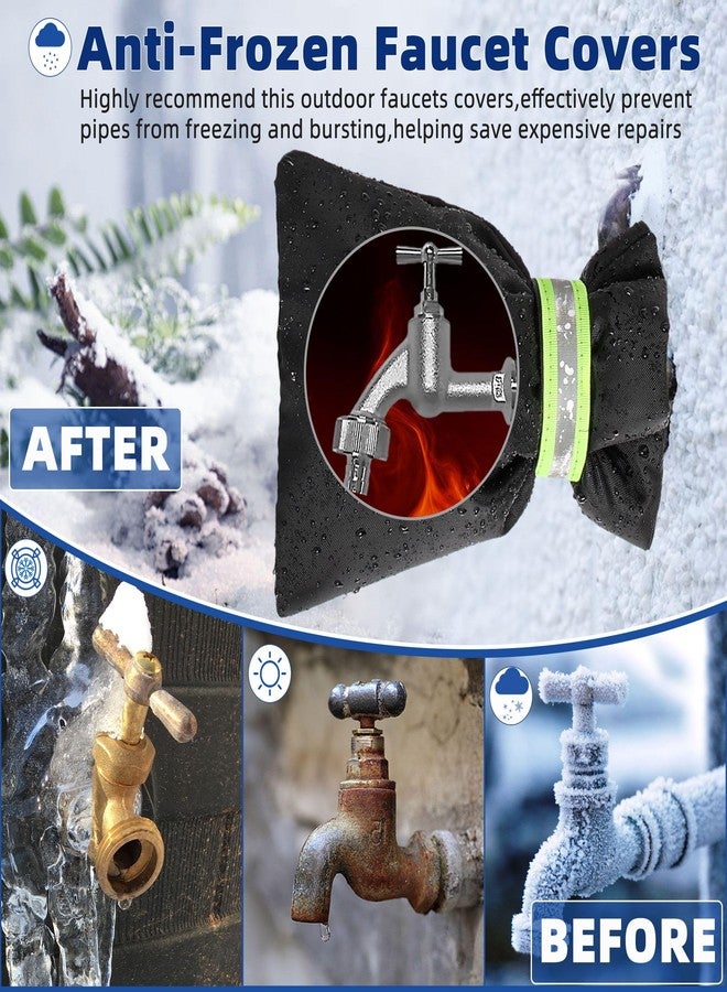 lucdnc Outdoor Faucet Covers for Winter Freeze Protection 4 Pack Reusable Garden Faucet Cover Socks for Various Faucet Water Spigot Pipe Hose Bib,Waterproof Insulated Anti-Freeze Covers-Reflective Velcro - Image 3
