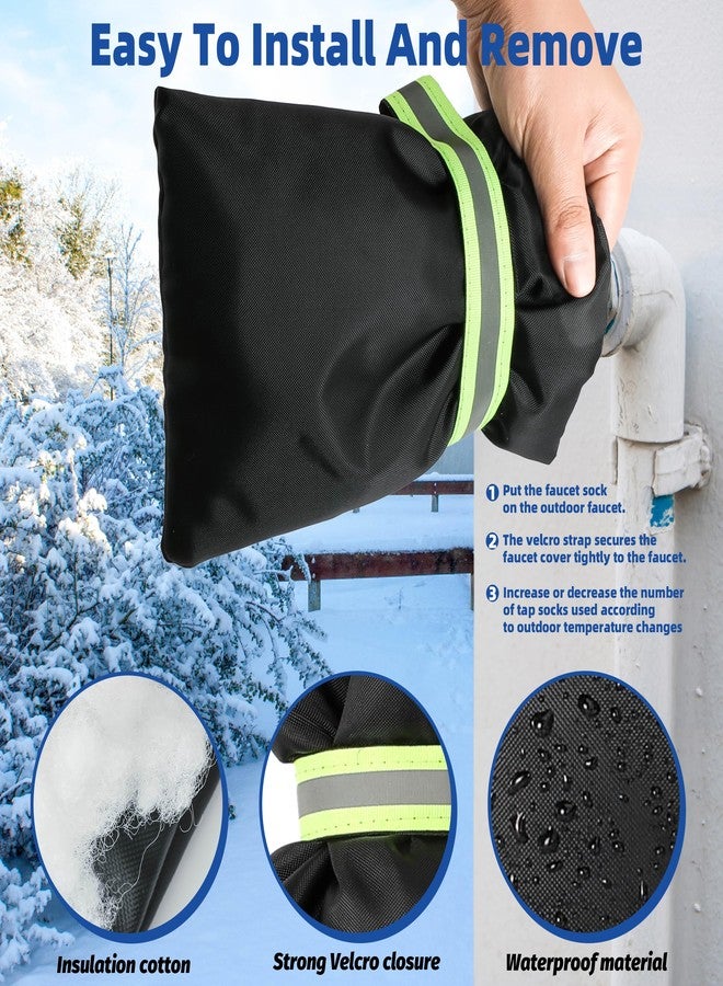lucdnc Outdoor Faucet Covers for Winter Freeze Protection 4 Pack Reusable Garden Faucet Cover Socks for Various Faucet Water Spigot Pipe Hose Bib,Waterproof Insulated Anti-Freeze Covers-Reflective Velcro - Image 4