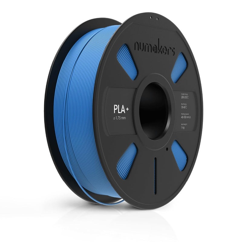 NUMAKERS PLA+ 3D Printer Filament, 1.75mm, Dimensional Accuracy +/- 0.03 mm, 1 kg Spool (2.2 lbs), Compatible with Most FDM Printers (Light Blue) - Image 1