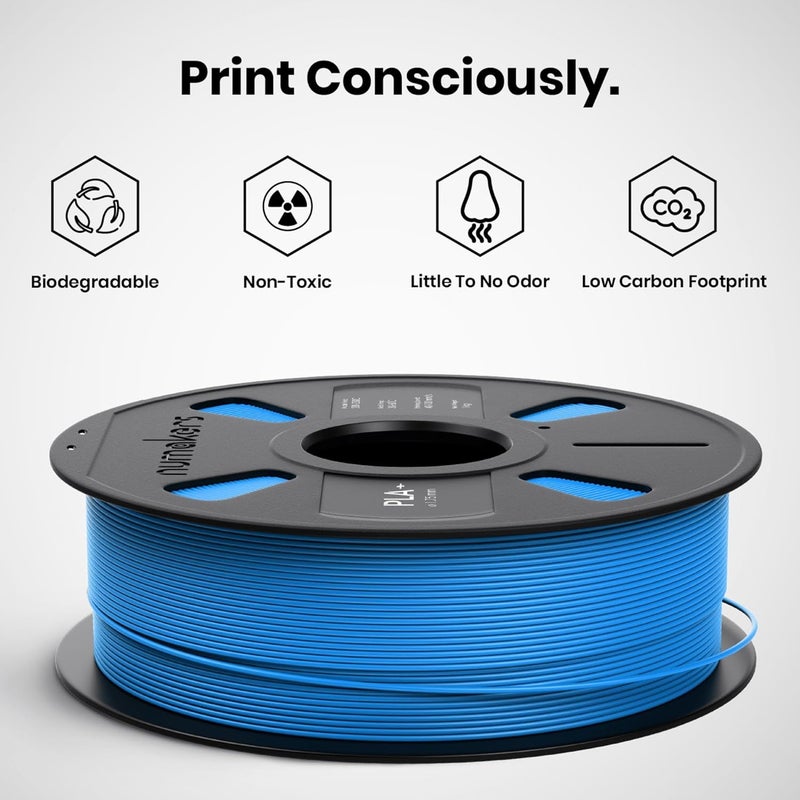 NUMAKERS PLA+ 3D Printer Filament, 1.75mm, Dimensional Accuracy +/- 0.03 mm, 1 kg Spool (2.2 lbs), Compatible with Most FDM Printers (Light Blue) - Image 5