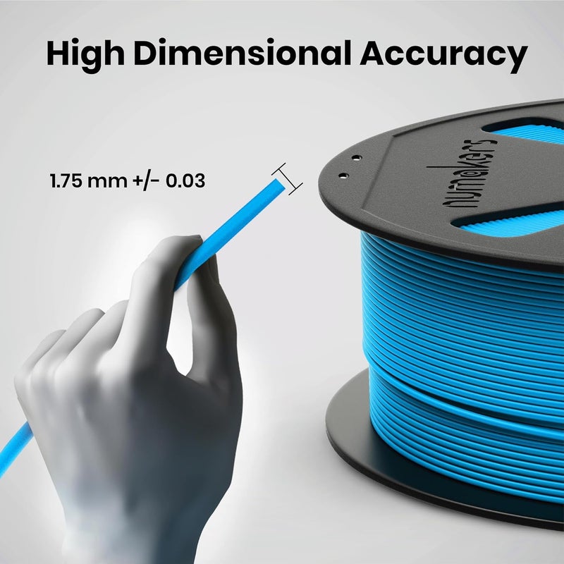 NUMAKERS PLA+ 3D Printer Filament, 1.75mm, Dimensional Accuracy +/- 0.03 mm, 1 kg Spool (2.2 lbs), Compatible with Most FDM Printers (Light Blue) - Image 2