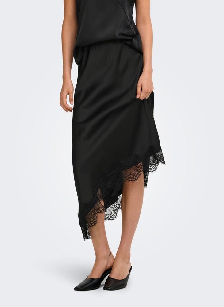 ONLY Onlfaraya Asymmetric Lace Woven Skirt - Image 1