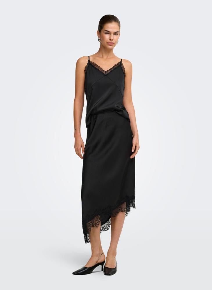 ONLY Onlfaraya Asymmetric Lace Woven Skirt - Image 5