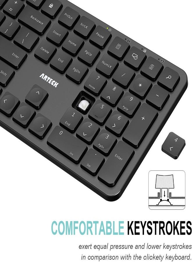 Arteck 2.4G USB Wireless Keyboard Ultra Slim Full Size Keyboard with Numeric Keypad and Media Hotkey for Computer/Desktop/PC/Laptop/Surface/Smart TV and Windows 11/10 - Image 3