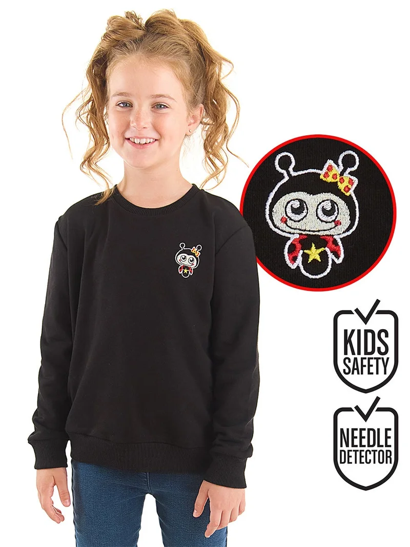 دينوكيدس سويت شيرت بناتي أسود دعسوقة