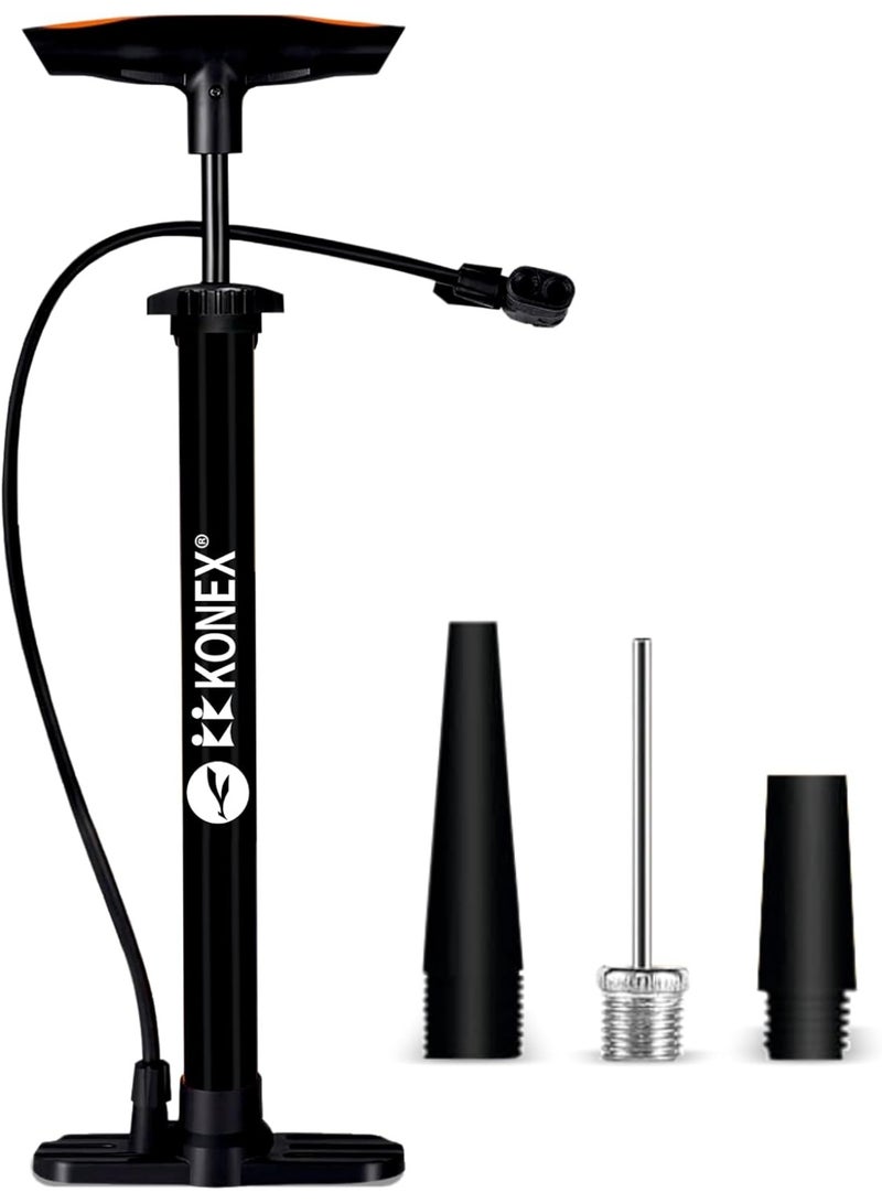 KONEX Portable Air Pump Black Needle and Dual Valve Ergonomic Grip for Cycle Tyres Sports Balls and Swimming Rings - Image 1
