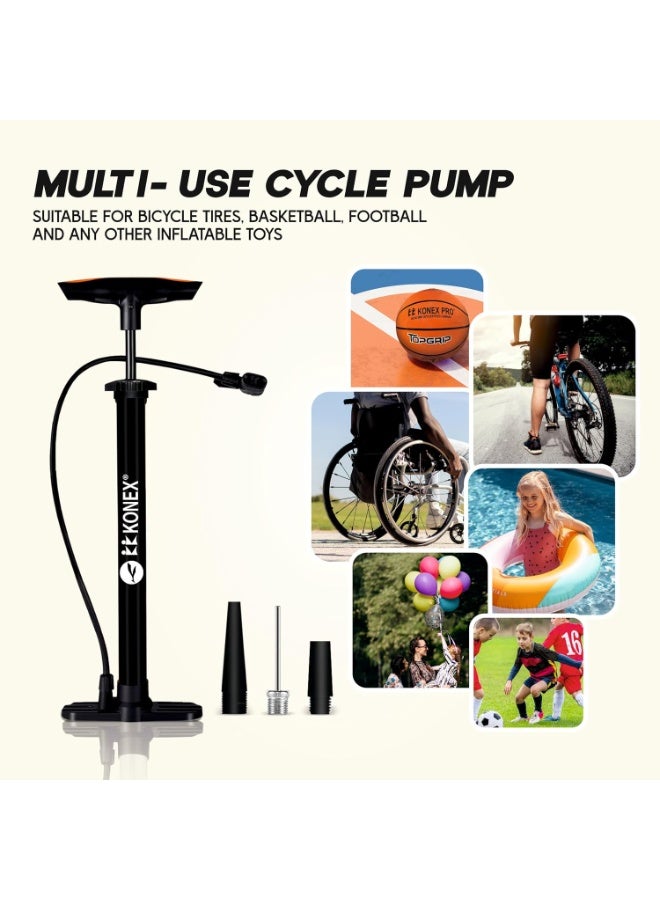KONEX Portable Air Pump Black Needle and Dual Valve Ergonomic Grip for Cycle Tyres Sports Balls and Swimming Rings - Image 5