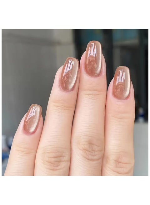 Cat Eye Short Ladder Minimalist Wearable Nail Tips for Autumn and Winter, Detachable High-End White False Nails, 24pcs