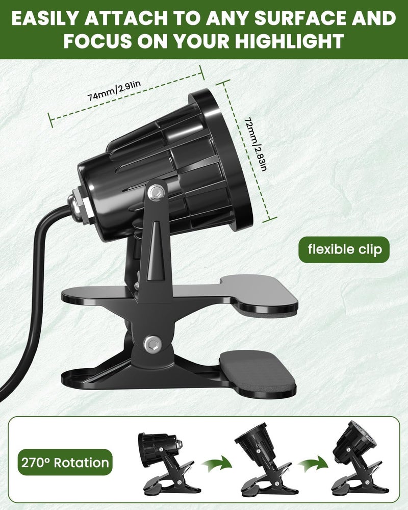 7W LED Spot Lights Outdoor with Clip Plug in Spotlight Clip On Lamp Clamp Spot Lights, IP65 Water Resistant Outdoor/Indoor Plant Uplighter Adjustable Landscape Lights Warm White 3000K - Image 5