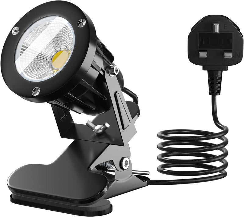 7W LED Spot Lights Outdoor with Clip Plug in Spotlight Clip On Lamp Clamp Spot Lights, IP65 Water Resistant Outdoor/Indoor Plant Uplighter Adjustable Landscape Lights Warm White 3000K - Image 1