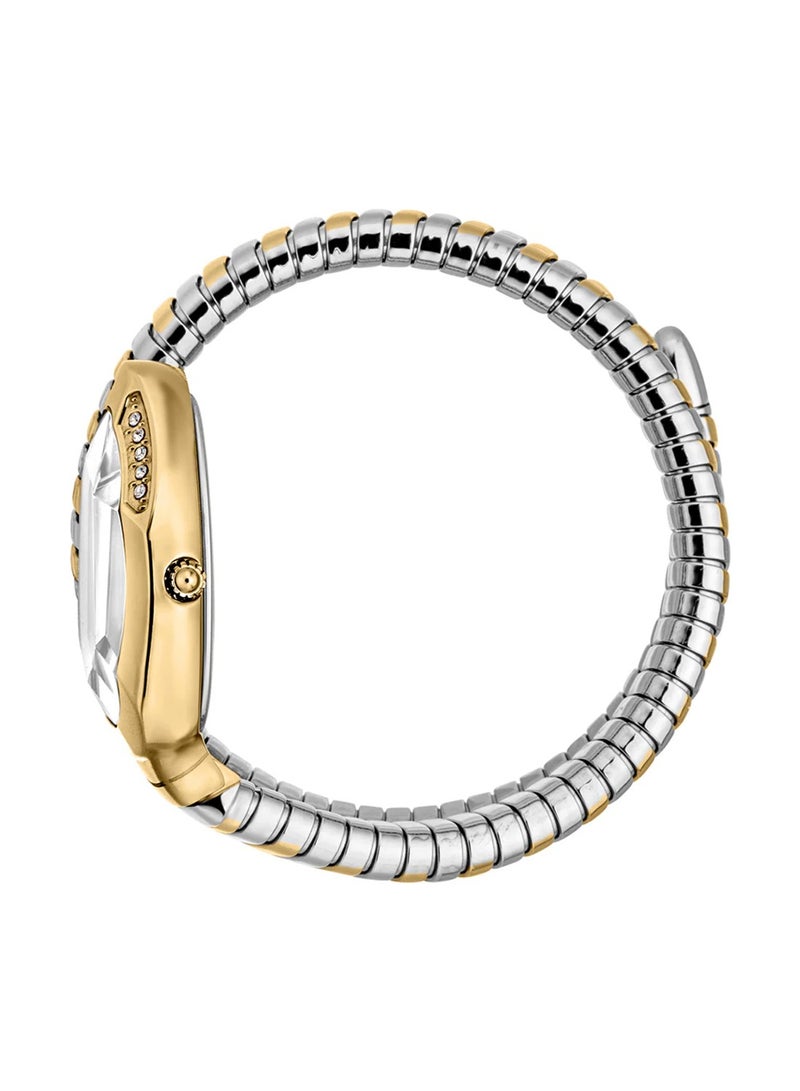 Just Cavalli ساعة نسائية أنالوج كوارتز فضية وذهبية من الفولاذ المقاوم للصدأ - Image 2