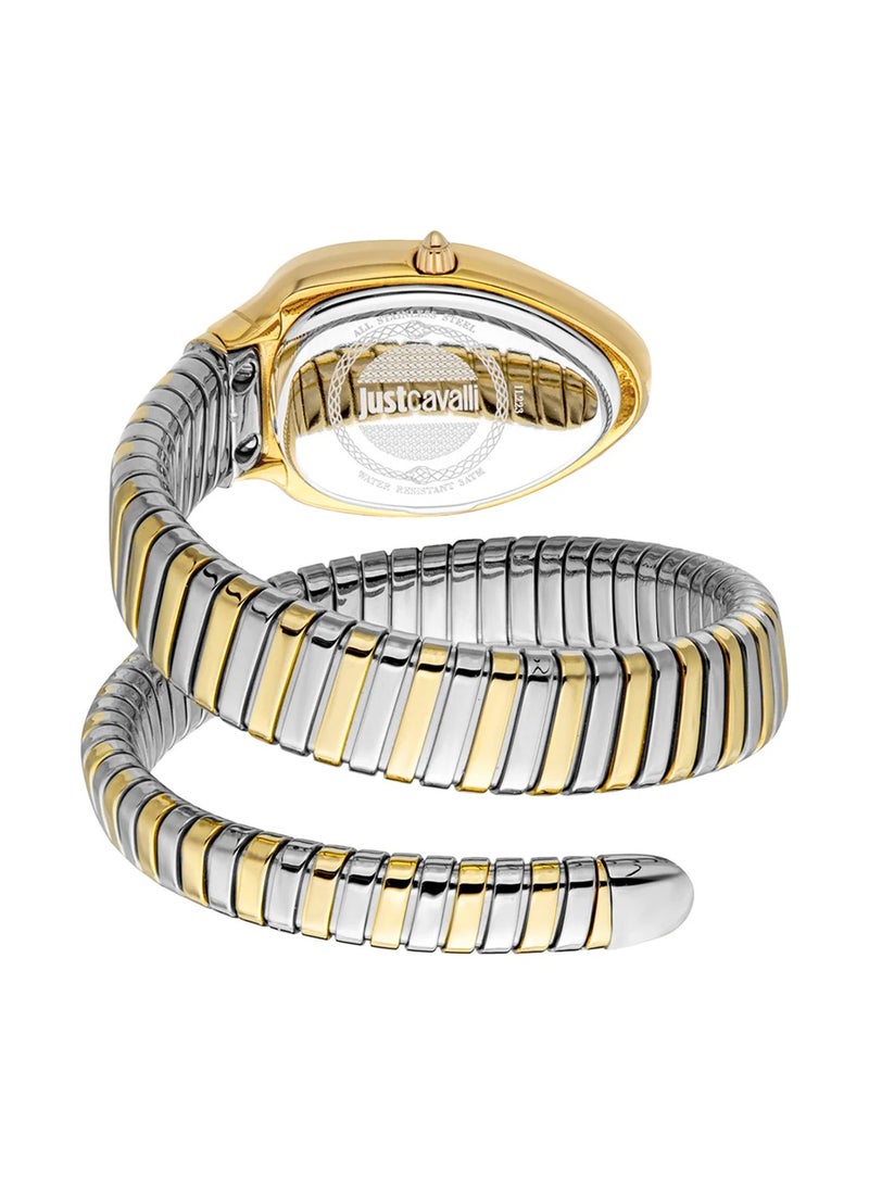 Just Cavalli ساعة نسائية أنالوج كوارتز فضية وذهبية من الفولاذ المقاوم للصدأ - Image 3