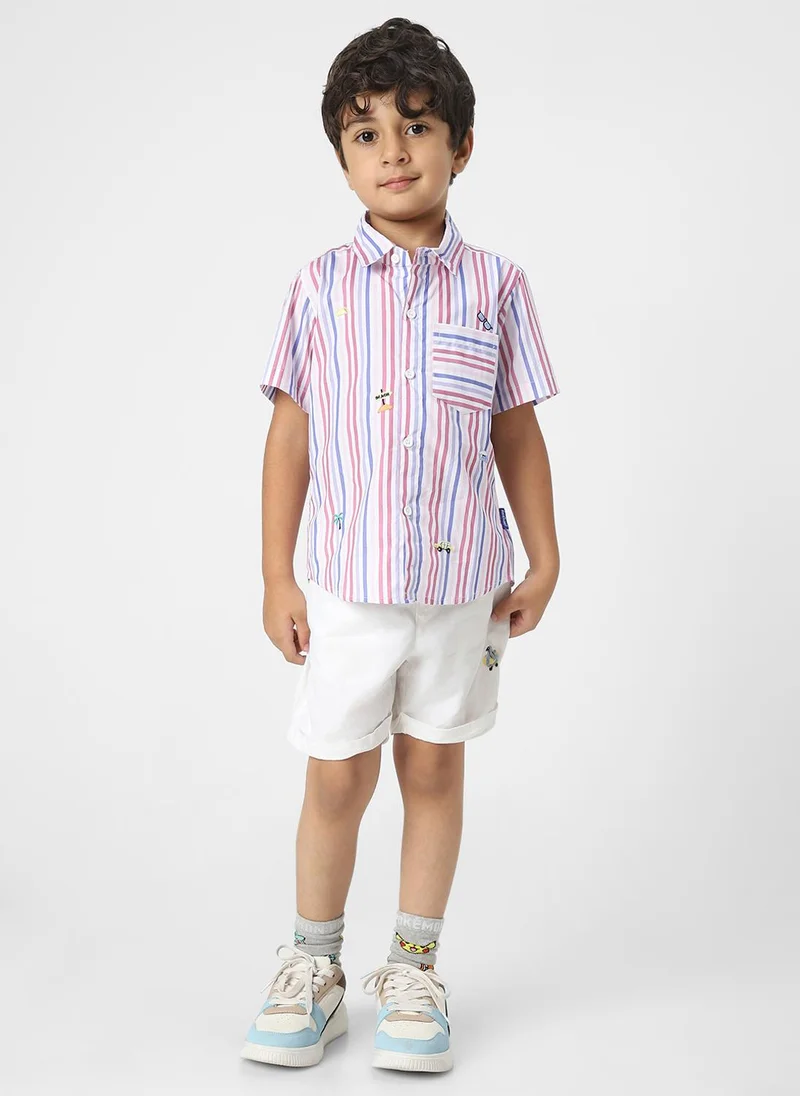 Nautinati Boys' Stripe Embroidered Shirt and Shorts