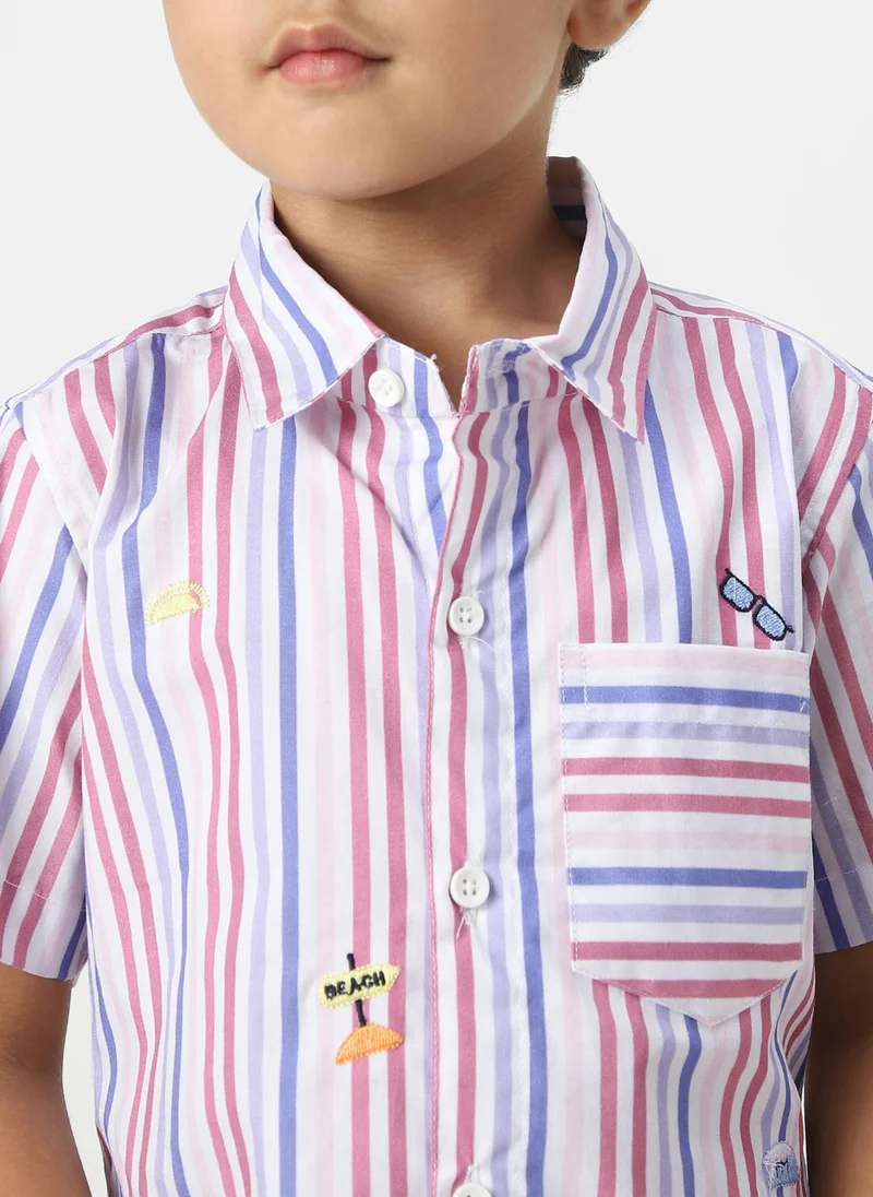 Nautinati  Nautinati Boys' Stripe Embroidered Shirt and Shorts  | Best Price UAE