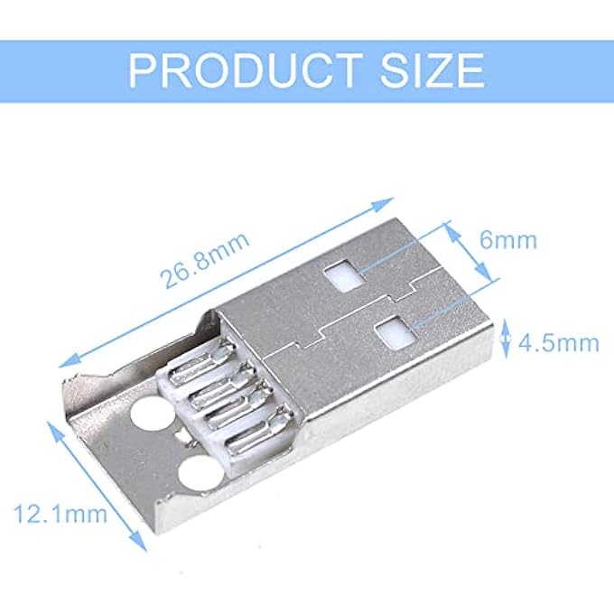 SEMINISMAR USB 2.0 CONNECTOR TYPE A 4 PIN, USB SOLDER CONNECTOR, USB 2.0 TYPE CONNECTOR, FEMALE USB 2.0 TYPE A, MALE CONNECTOR ADAPTER, USB CONNECTOR, MALE FEMALE USB CONNECTOR, 20 PIECES - Image 2