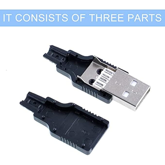 SEMINISMAR USB 2.0 CONNECTOR TYPE A 4 PIN, USB SOLDER CONNECTOR, USB 2.0 TYPE CONNECTOR, FEMALE USB 2.0 TYPE A, MALE CONNECTOR ADAPTER, USB CONNECTOR, MALE FEMALE USB CONNECTOR, 20 PIECES - Image 3
