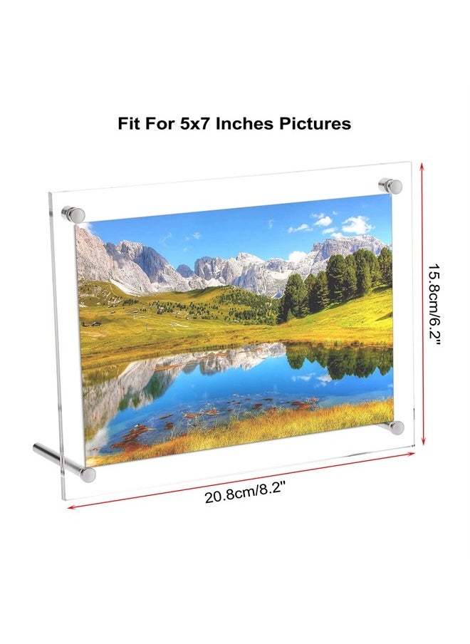 BTSKY - 5x7 inch Clear Acrylic Photo Frame - Tabletop/Hanging Picture Frame with Holder and Hanging Rope, Thick Frameless Block Display Stand - Image 1