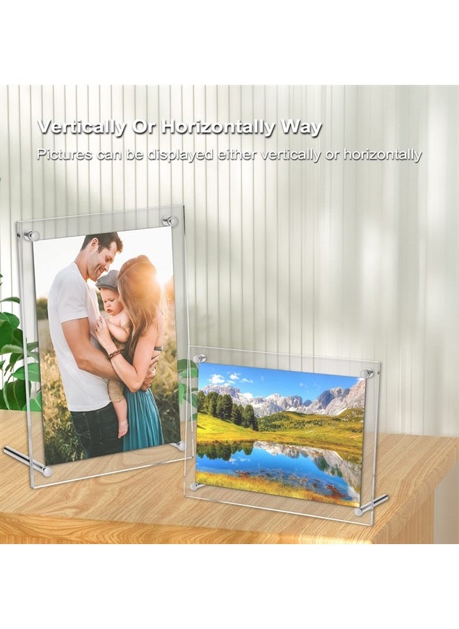 BTSKY - 5x7 inch Clear Acrylic Photo Frame - Tabletop/Hanging Picture Frame with Holder and Hanging Rope, Thick Frameless Block Display Stand - Image 1