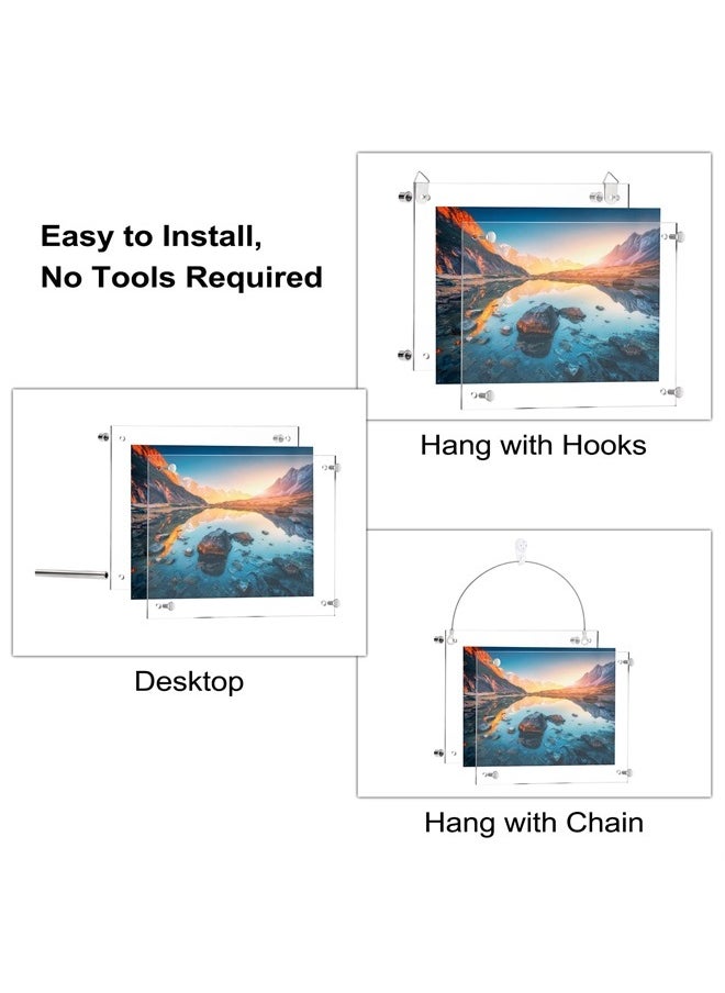 BTSKY - 5x7 inch Clear Acrylic Photo Frame - Tabletop/Hanging Picture Frame with Holder and Hanging Rope, Thick Frameless Block Display Stand - Image 1