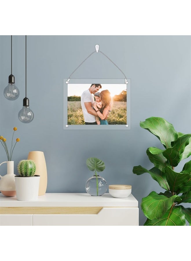 BTSKY - 5x7 inch Clear Acrylic Photo Frame - Tabletop/Hanging Picture Frame with Holder and Hanging Rope, Thick Frameless Block Display Stand - Image 1