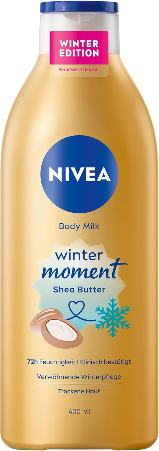 NIVEA Body Milk Winter Moment Body Lotion with Deep Care Serum for 72 Hours of Moisture Body Lotion with Shea Butter for Dry Skin with Unique Winter Fragrance 400 ml