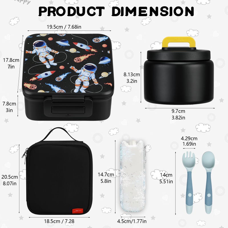 MAISON HUIS Bento Lunch Box with 8oz Soup Thermo, 5-Compartment Leak-Proof Container, Thermo Hot Food Jar and Insulated Lunch Bag, BPA Free,Travel, School - Image 5