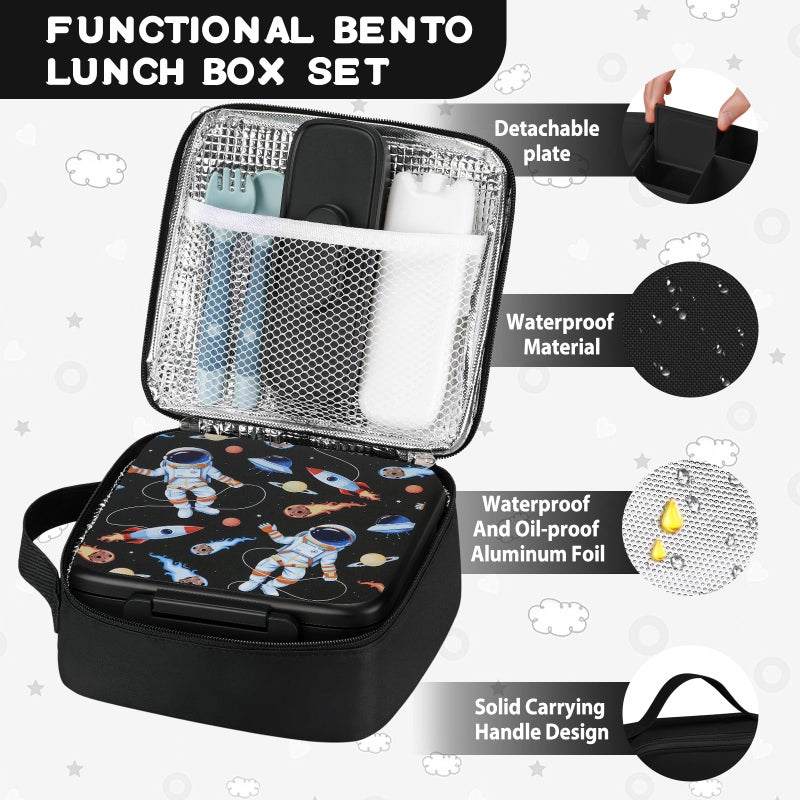 MAISON HUIS Bento Lunch Box with 8oz Soup Thermo, 5-Compartment Leak-Proof Container, Thermo Hot Food Jar and Insulated Lunch Bag, BPA Free,Travel, School - Image 2