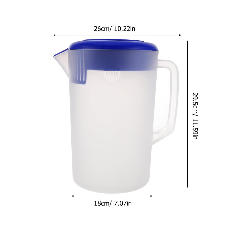 Large Capacity 5L Plastic Water Jug with Lid Frosted Surface Dustproof Cover for Iced Drinks Juice Serving - Image 3