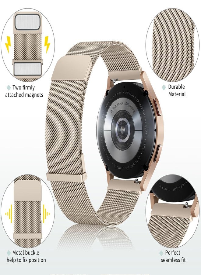 Meliya Metal Bands Compatible with Samsung Galaxy Watch 6 - 20mm Stainless Steel Replacement Straps for Women & Men (Champagne) - Image 2