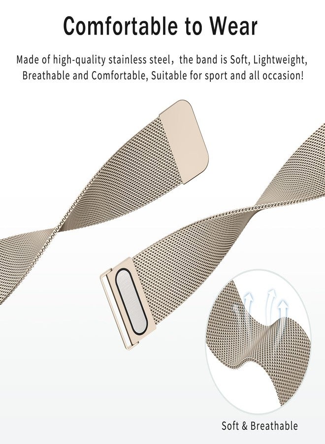 Meliya Metal Bands Compatible with Samsung Galaxy Watch 6 - 20mm Stainless Steel Replacement Straps for Women & Men (Champagne) - Image 3