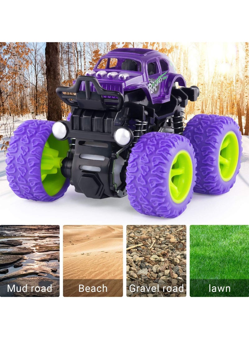 4 Pack Monster Truck Toys - Friction Powered Push and Go Toy Cars, Inertia Car Toy Set Stunt Toy Vehicles - Image 3
