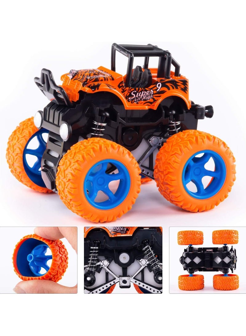 4 Pack Monster Truck Toys - Friction Powered Push and Go Toy Cars, Inertia Car Toy Set Stunt Toy Vehicles - Image 4