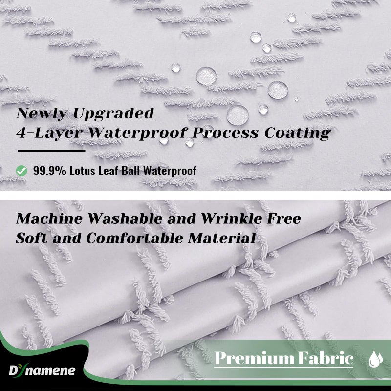 Dynamene ستائر دش طويلة دش طويلة 84 بوصة بوهو طويلة معنقدة شيفرون ستائر دش مخططة الحمام طويل القامة أنيقة مقاومة للماء الستار مجموعة مع لافندر خطاف 72x84 - Image 2