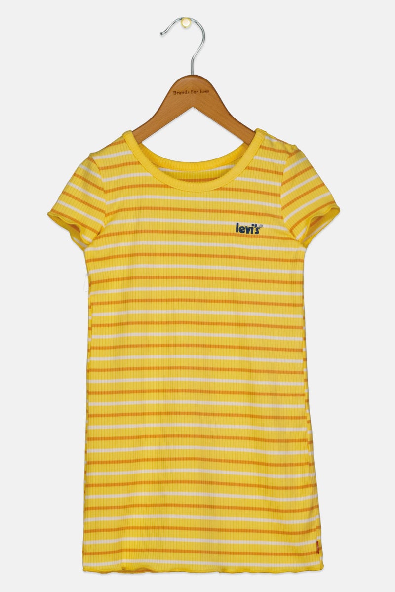 Levi's Toddlers Girl Embroidered Logo Dress, Yellow - Image 1