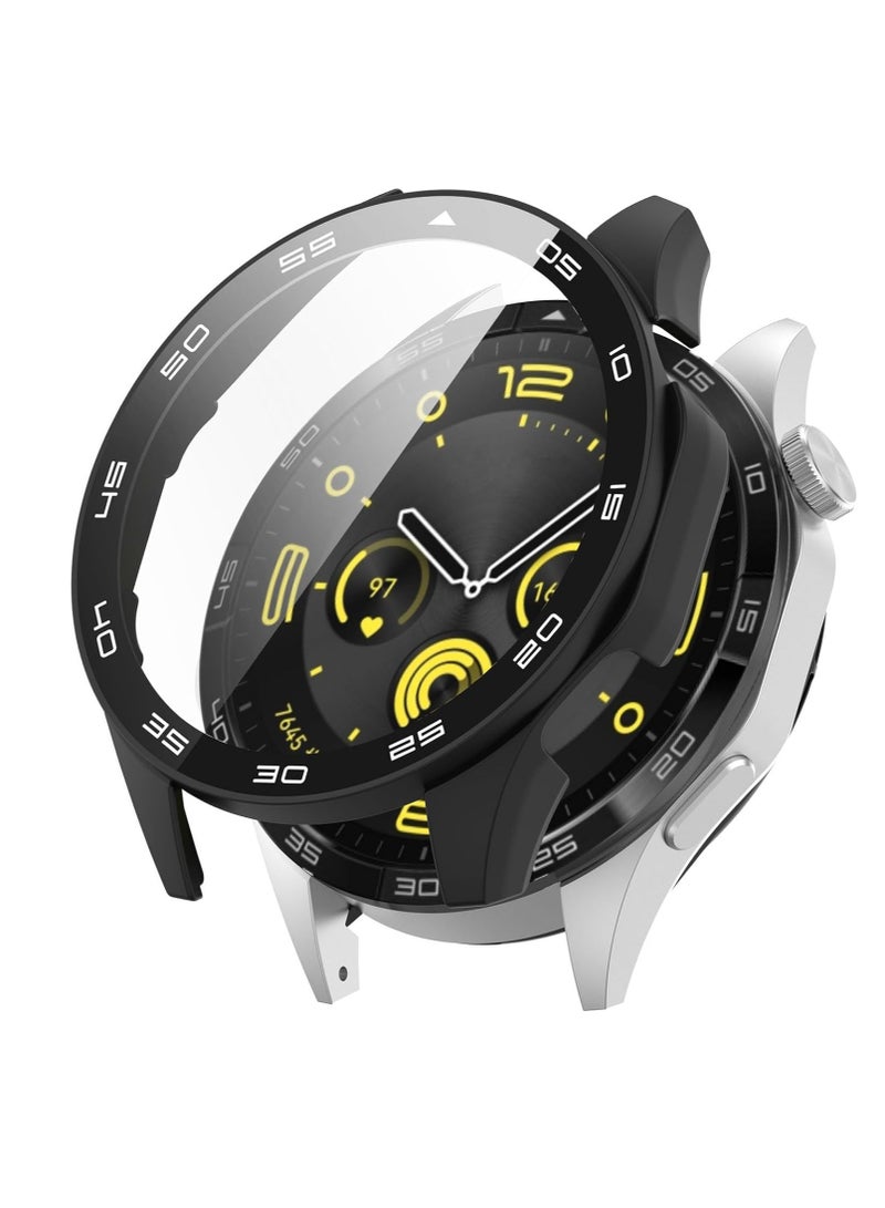 Protective Case with Scale for Huawei Watch GT 4 Smartwatch 46 mm, Hard PC Case with Glass Screen Protector Compatible with Huawei Watch GT 4 46 mm Smartwatch (Transparent) - Image 1
