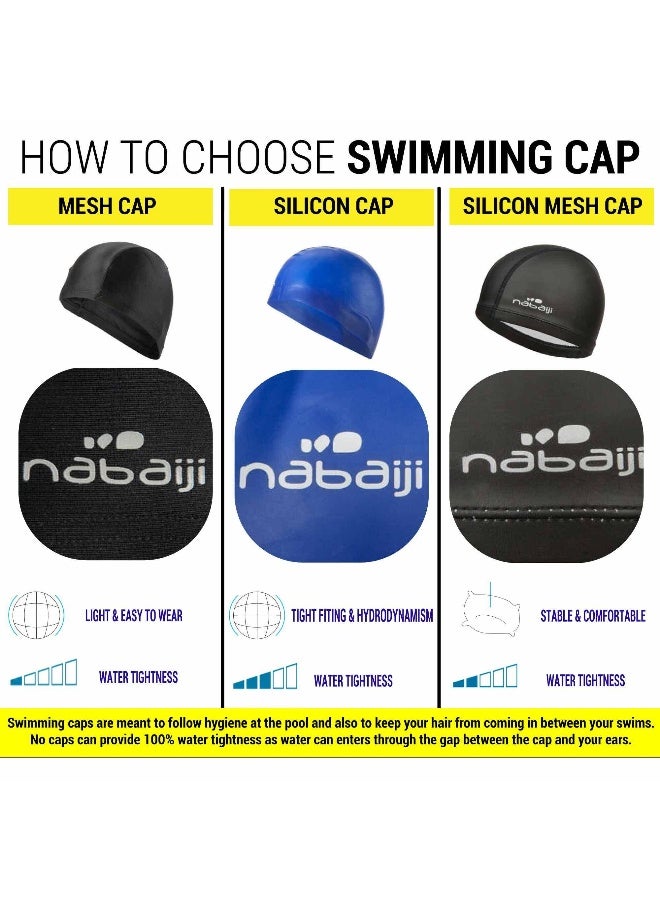 NABAIJI قبعة سباحة للبالغين من السيليكون 56-60 سم مريحة وآمنة خضراء - Image 2