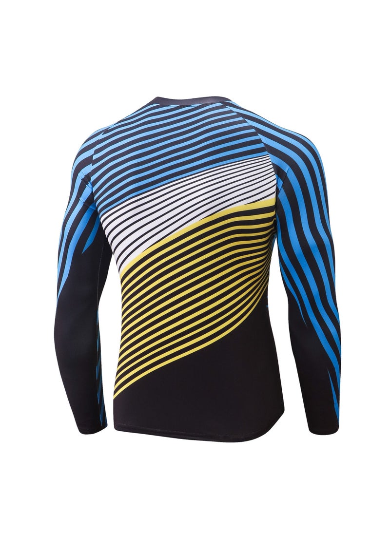 Loquat Men Quick Dry Breathable Long Sleeve T-Shirt Black/Blue  - Image 2