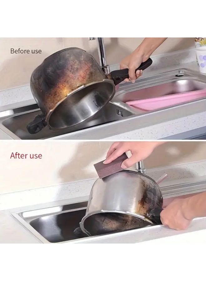 1 Pcs Brown Multi-Purpose Emery Foam Sponge Kitchen Cleaning Rust Water Stain Remover Stainless Steel Pots Polishing Tool Wooden Surfaces - Image 4