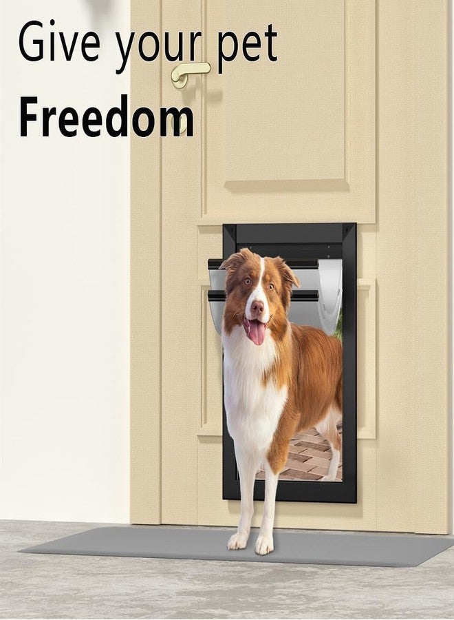 MAVRICPOWER Aluminum Large Dog Door with Double Sliding Lock Panels, Two Magnetic Flaps, Doggy Door for Dogs Up to 100 lbs - Image 2