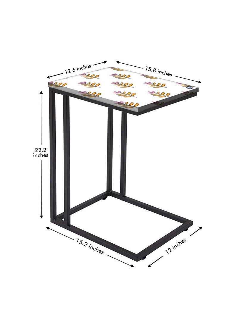 Nutcase Nutcase Design C Shaped Side Table for Laptop Work on Sofa CouchStudy Breakfast Snack Serving End Tables for Living Room Bedroom Ethnic Leaf  - Image 4
