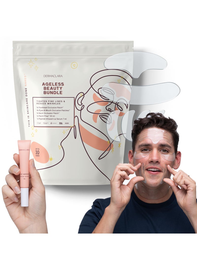 Dermaclara Dermaclara Face Patches Kit - Anti Wrinkle Patches for Frown & Smile Lines, Silicone Anti-Wrinkle Reusable Pads, Up to 30 Uses- 4 Eye & Mouth Patches, 1 Forehead, 1 Neck, 1 Patch Cleanser, 1 Lip Serum 