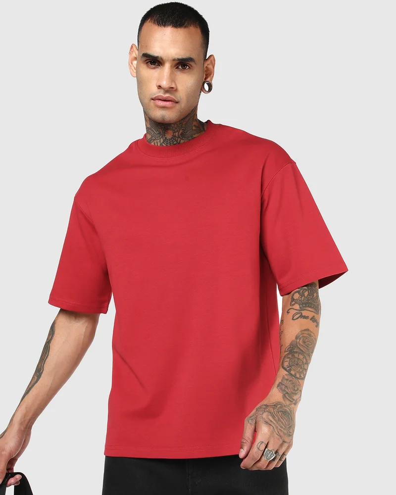 Men's Bold Red Oversized T-shirt