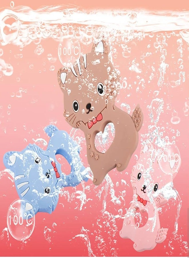 Rukan Teether 0 to 6 Months Baby Toys Multi Textured Soft Newborn Chew Toy for Soothe Gums, Perfect for 6 to 12 Months BPA Free, Easy to Clean - NO Choke Safe Design, Cat & Squirrel (Pink) 2-Pack - Image 5