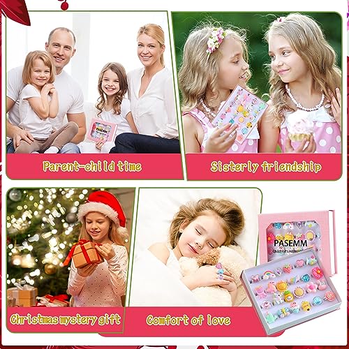 PASEMM 24pcs Little Girl Jewel Rings, Adjustable, No Duplication Kids Play Ring in Box,Pretend Play and Dress Up Rings for 4-12 Year Old Girl Birthday Christmas Holiday Gifts - Image 4