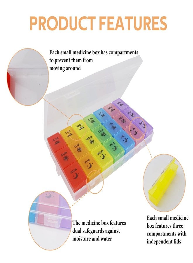Acquwistach Weekly Pill Organizer 3 Times a Day, 7-Day Moisture-Proof Pill Box with 21 Compartments, Portable Travel Container for Vitamins Fish Oil Compartments Supplements(Color - Image 4