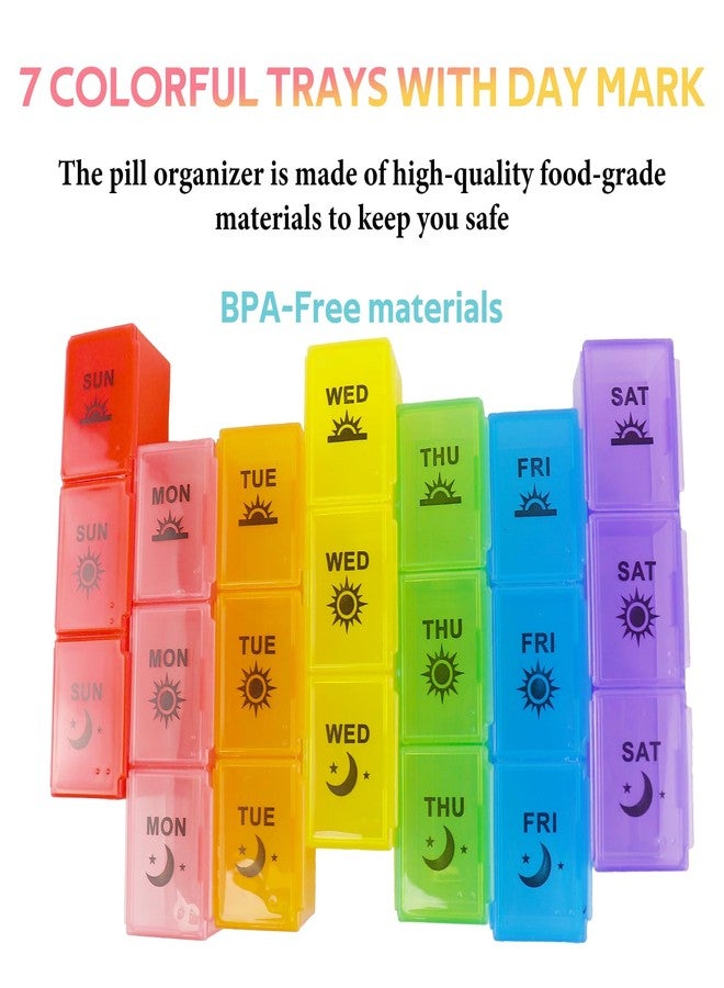 Acquwistach Weekly Pill Organizer 3 Times a Day, 7-Day Moisture-Proof Pill Box with 21 Compartments, Portable Travel Container for Vitamins Fish Oil Compartments Supplements(Color - Image 5