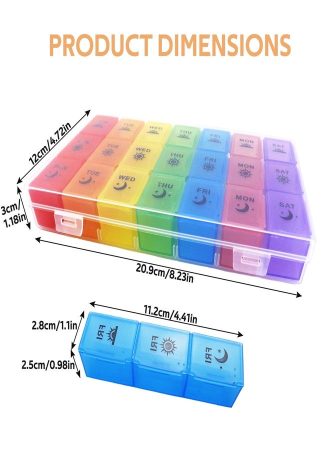 Acquwistach Weekly Pill Organizer 3 Times a Day, 7-Day Moisture-Proof Pill Box with 21 Compartments, Portable Travel Container for Vitamins Fish Oil Compartments Supplements(Color - Image 2