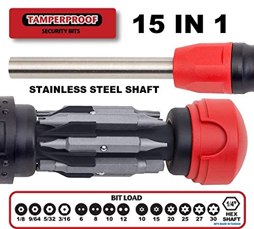 Megapro Tamperproof 15 in 1 Multi Bit Screwdriver (Black/Red) - Image 2