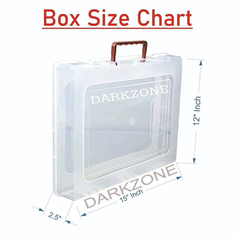 DARKZONE صندوق تخزين بلاستيكي مستطيل متعدد الأغراض DARKZONE مع أقفال ومقبض صندوق بلاستيكي شفاف للساري واللابتوب والكتب والملابس 15 × 12 × 25 بوصة - Image 2